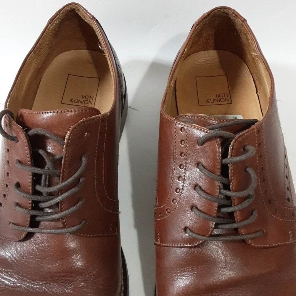 14th &Union leather men oxford 11.5us Brown Casual Event Lace Up Office
